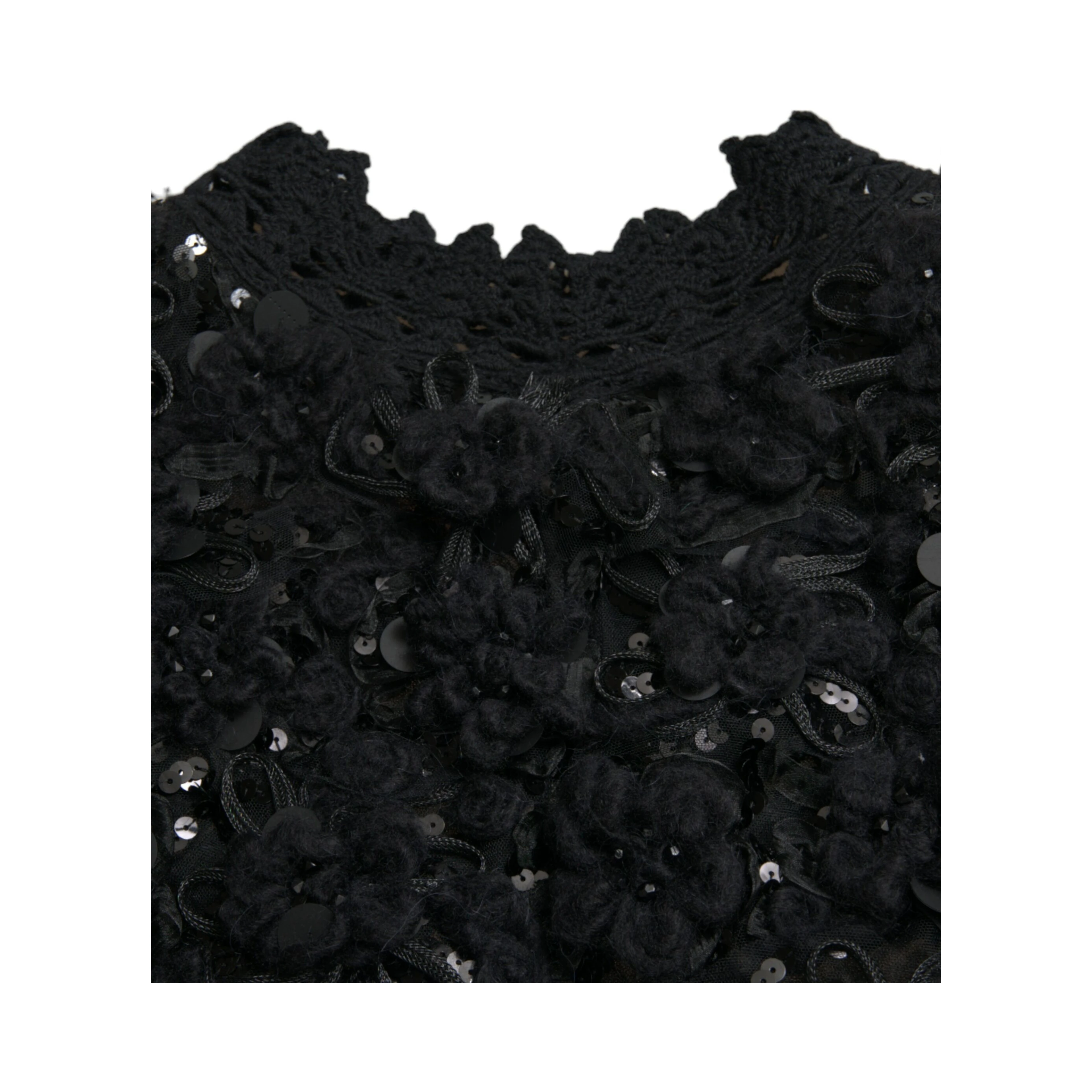 Black Sequined Embellished Pullover Sweater