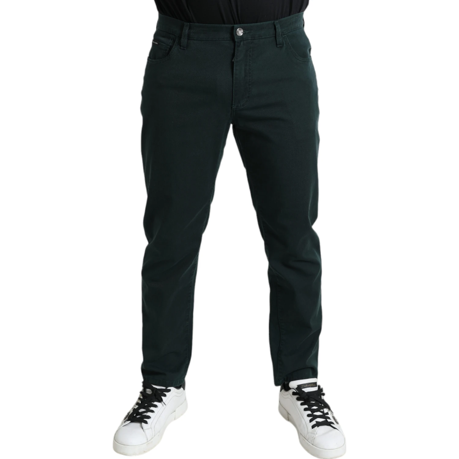 Green Cotton Stretch Skinny Men Denim Jeans