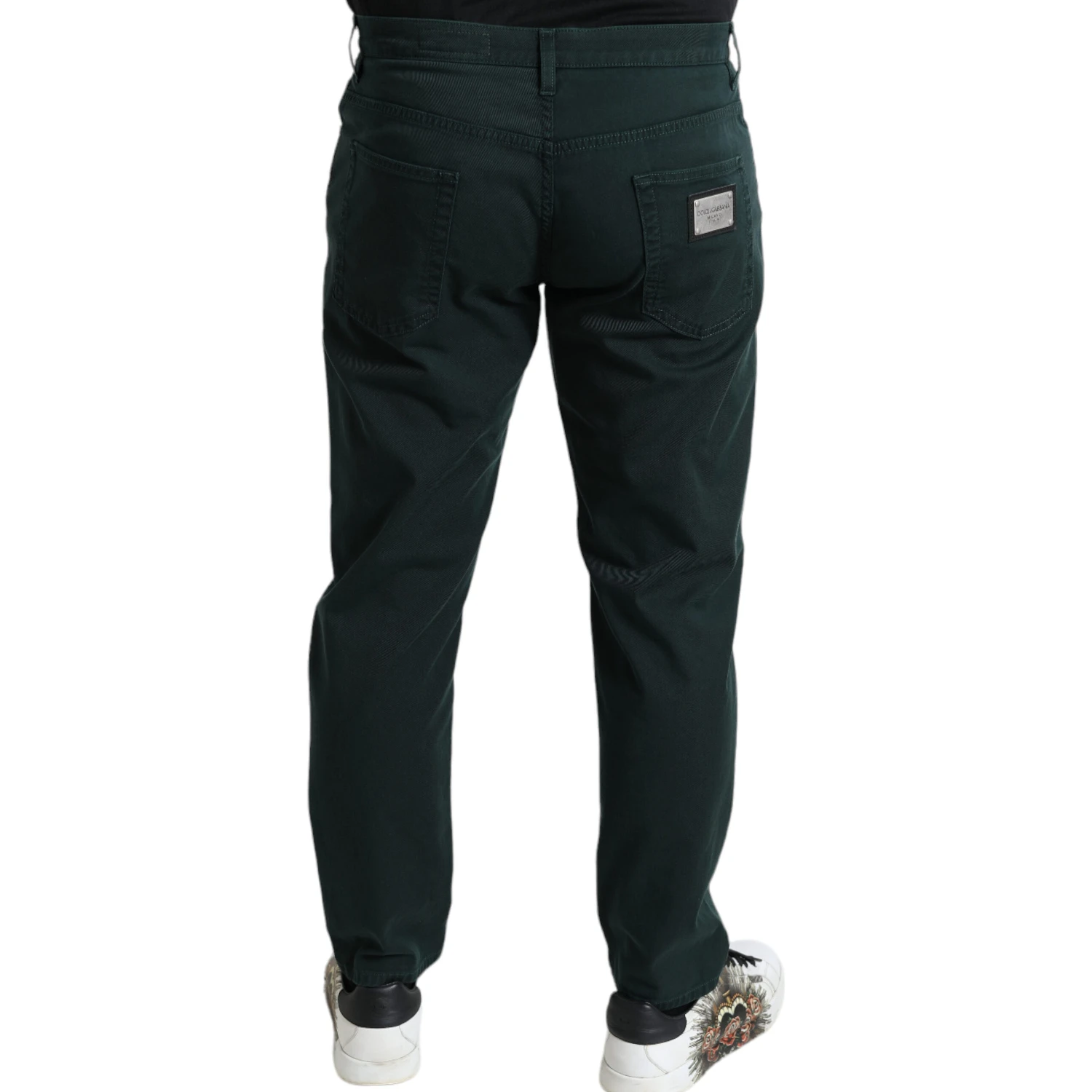 Green Cotton Stretch Skinny Men Denim Jeans