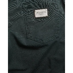 Green Cotton Stretch Skinny Men Denim Jeans