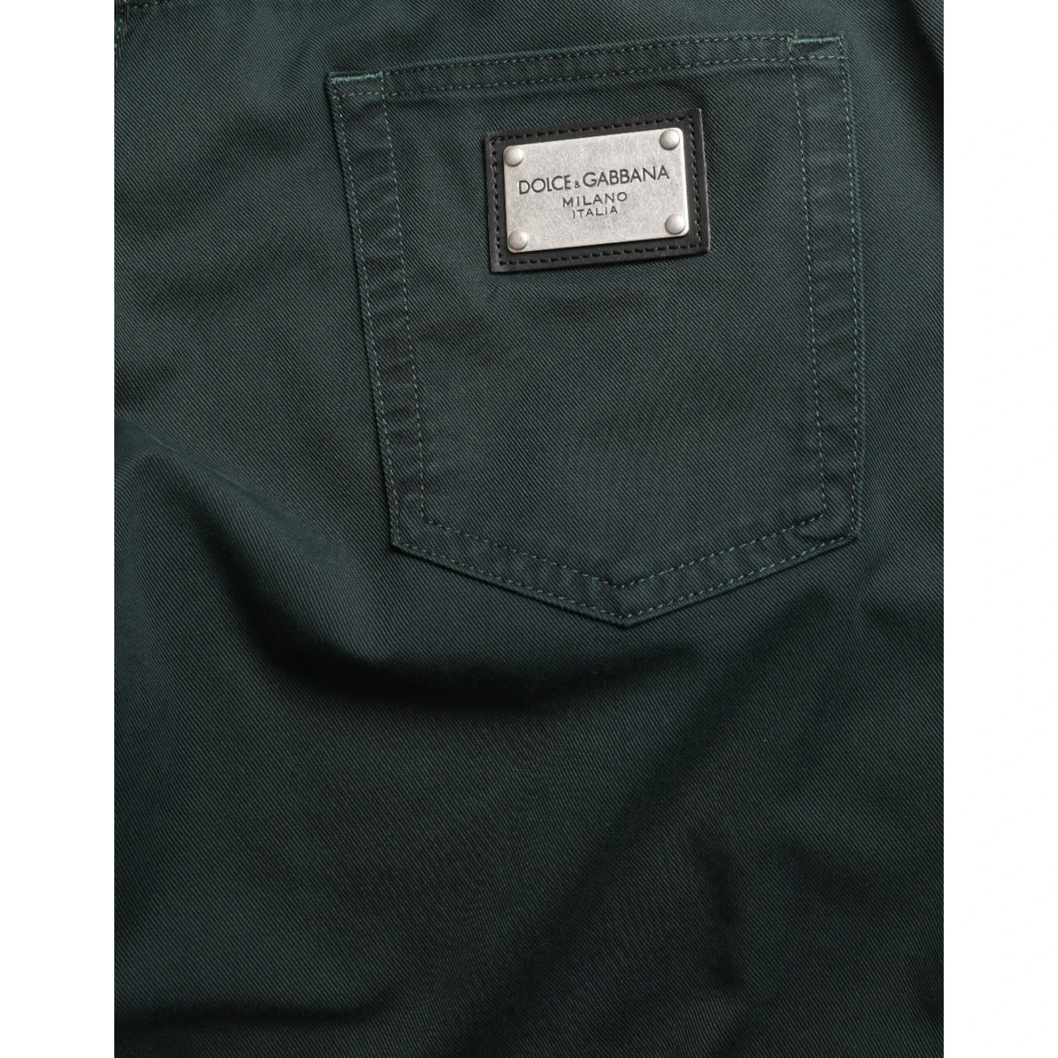 Green Cotton Stretch Skinny Men Denim Jeans