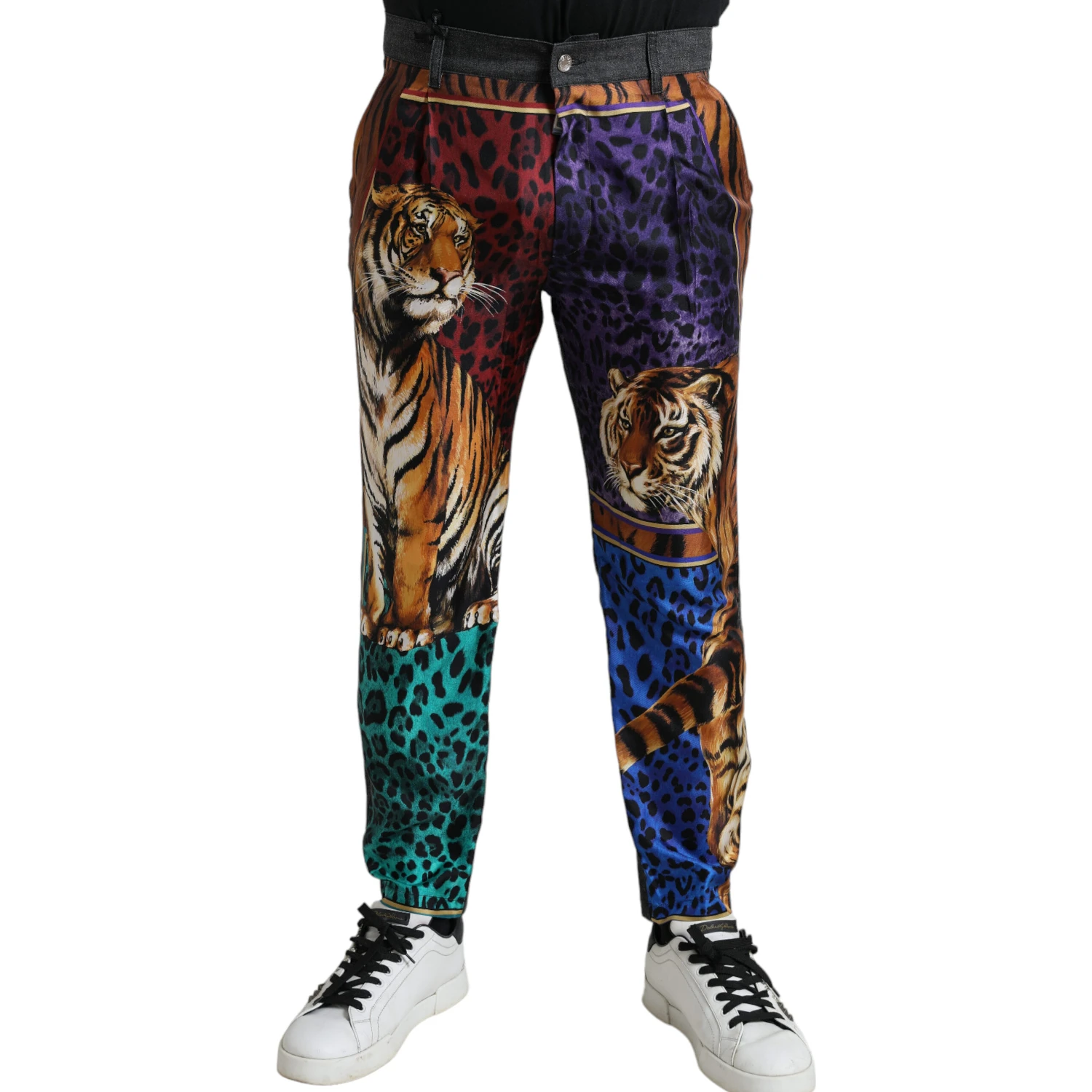 Multicolor Tiger Cotton Loose Denim Jeans