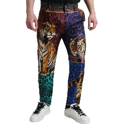 Multicolor Tiger Cotton Loose Denim Jeans