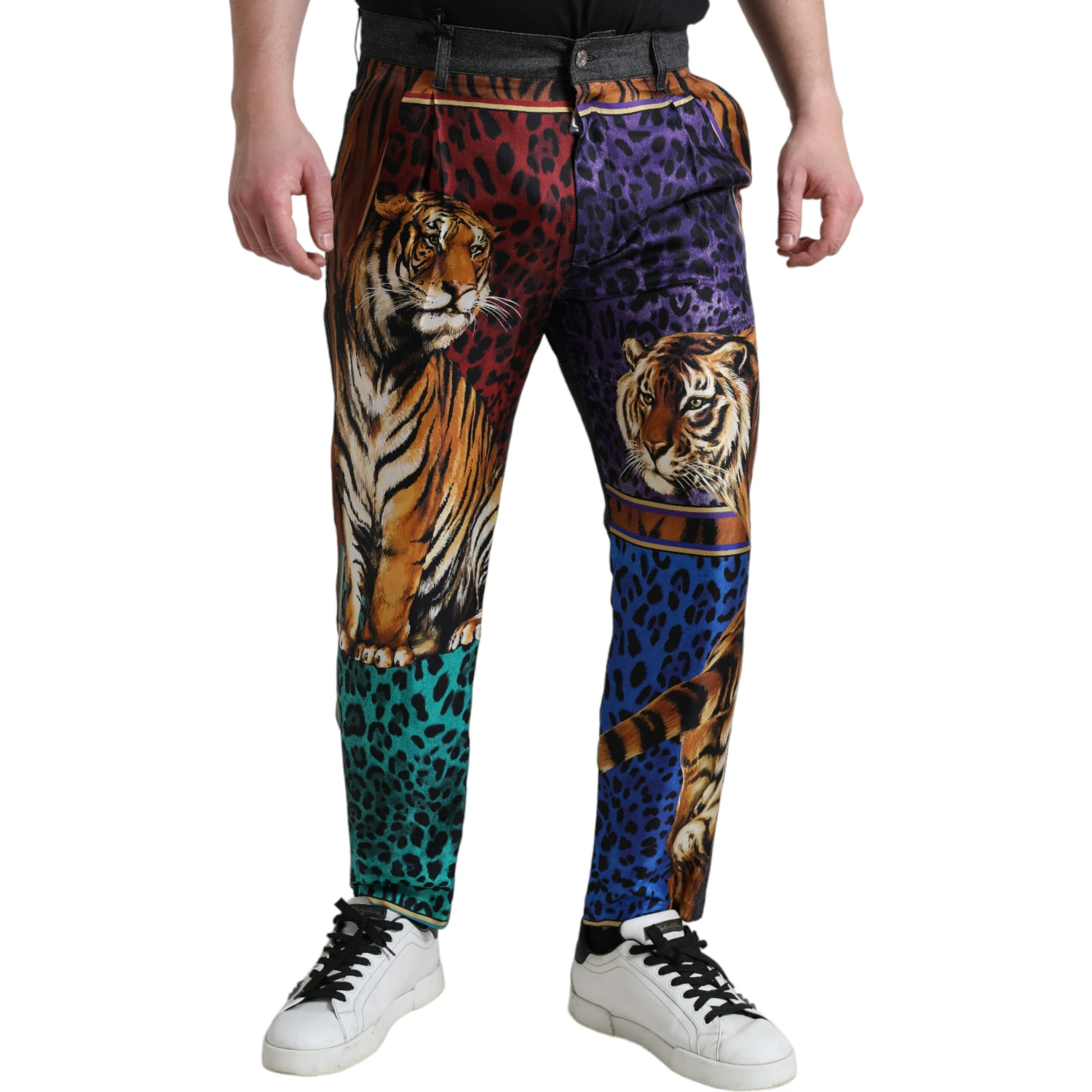 Multicolor Tiger Cotton Loose Denim Jeans