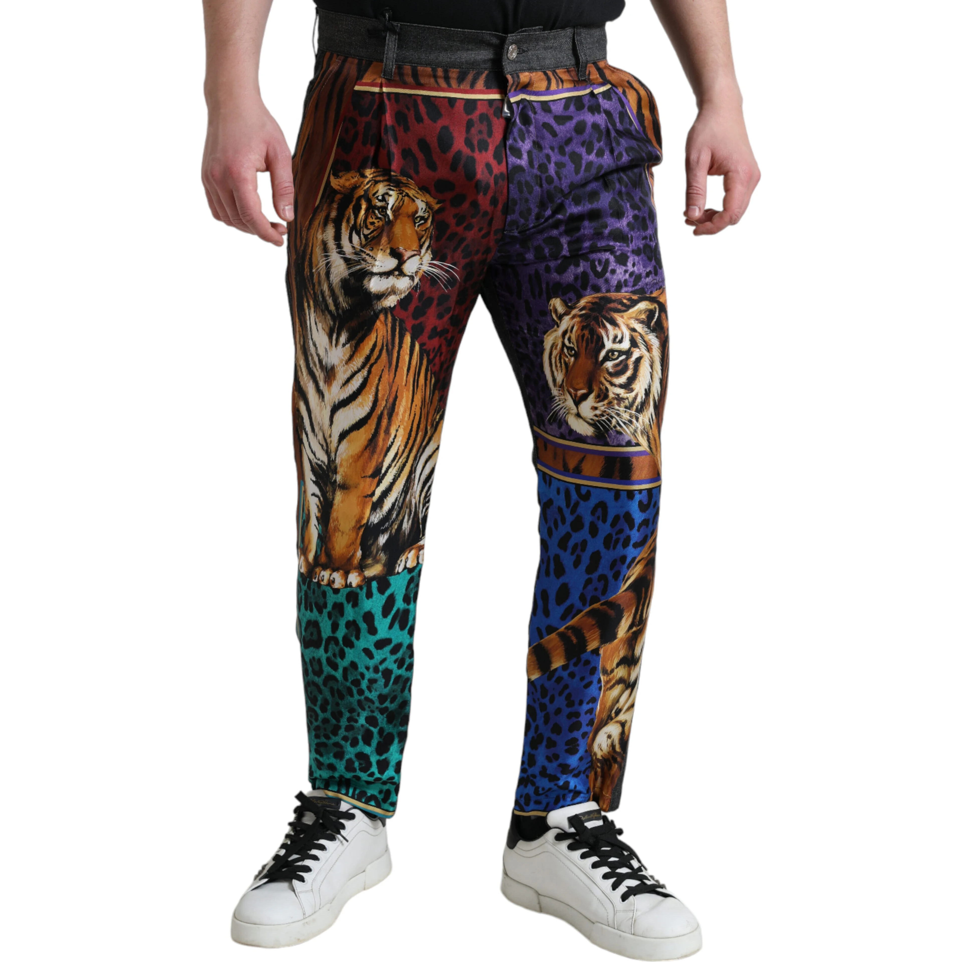 Multicolor Tiger Cotton Loose Denim Jeans
