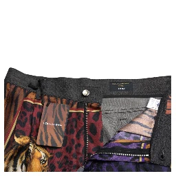 Multicolor Tiger Cotton Loose Denim Jeans