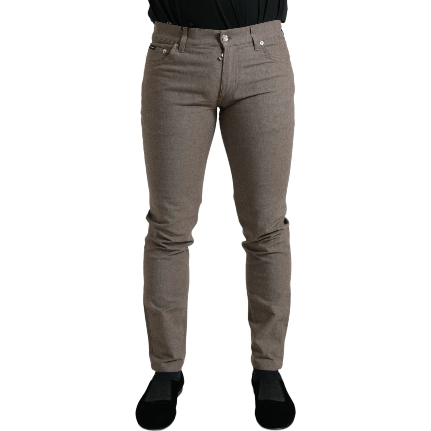 Brown Cotton Stretch Skinny Men Pants