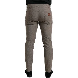 Brown Cotton Stretch Skinny Men Pants