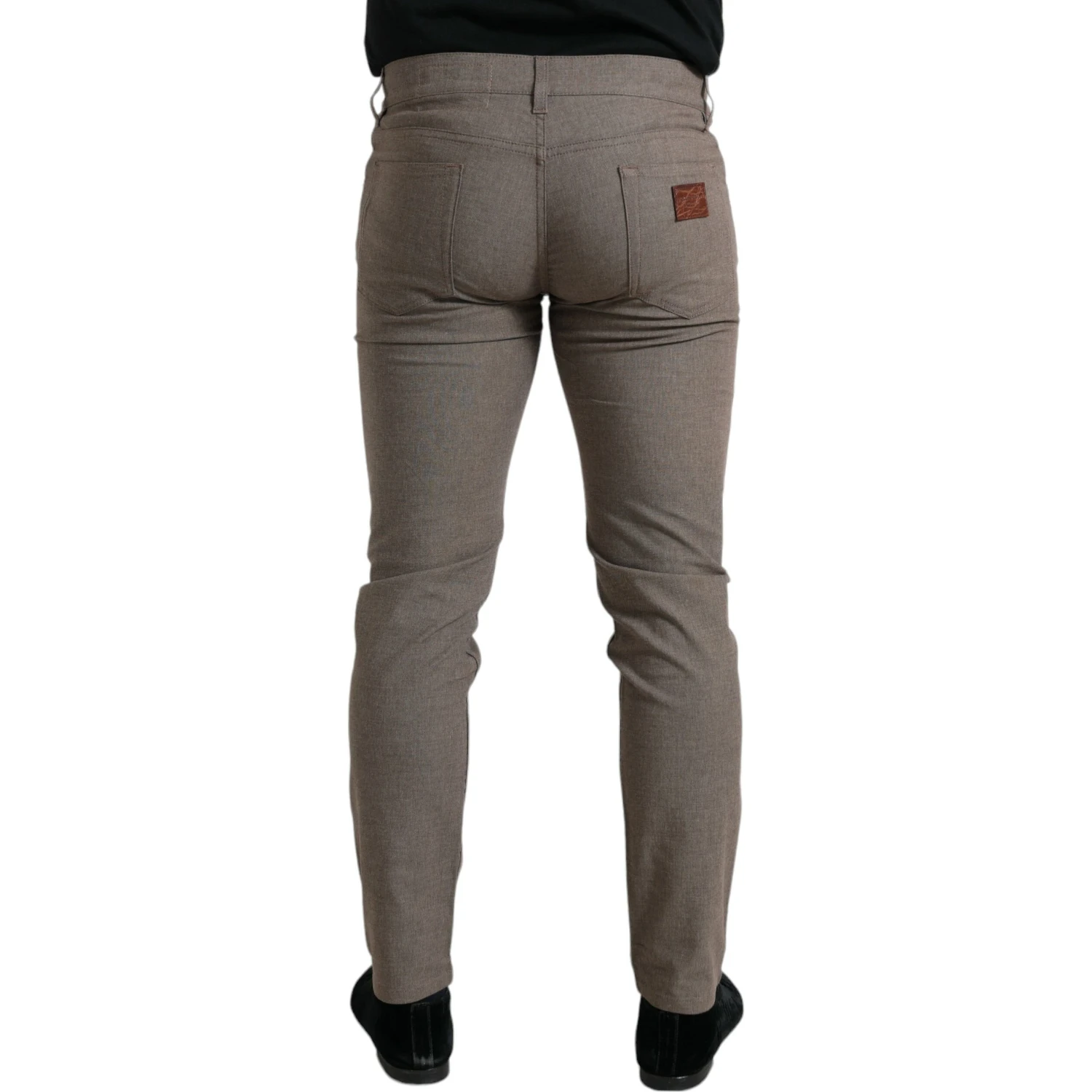 Brown Cotton Stretch Skinny Men Pants
