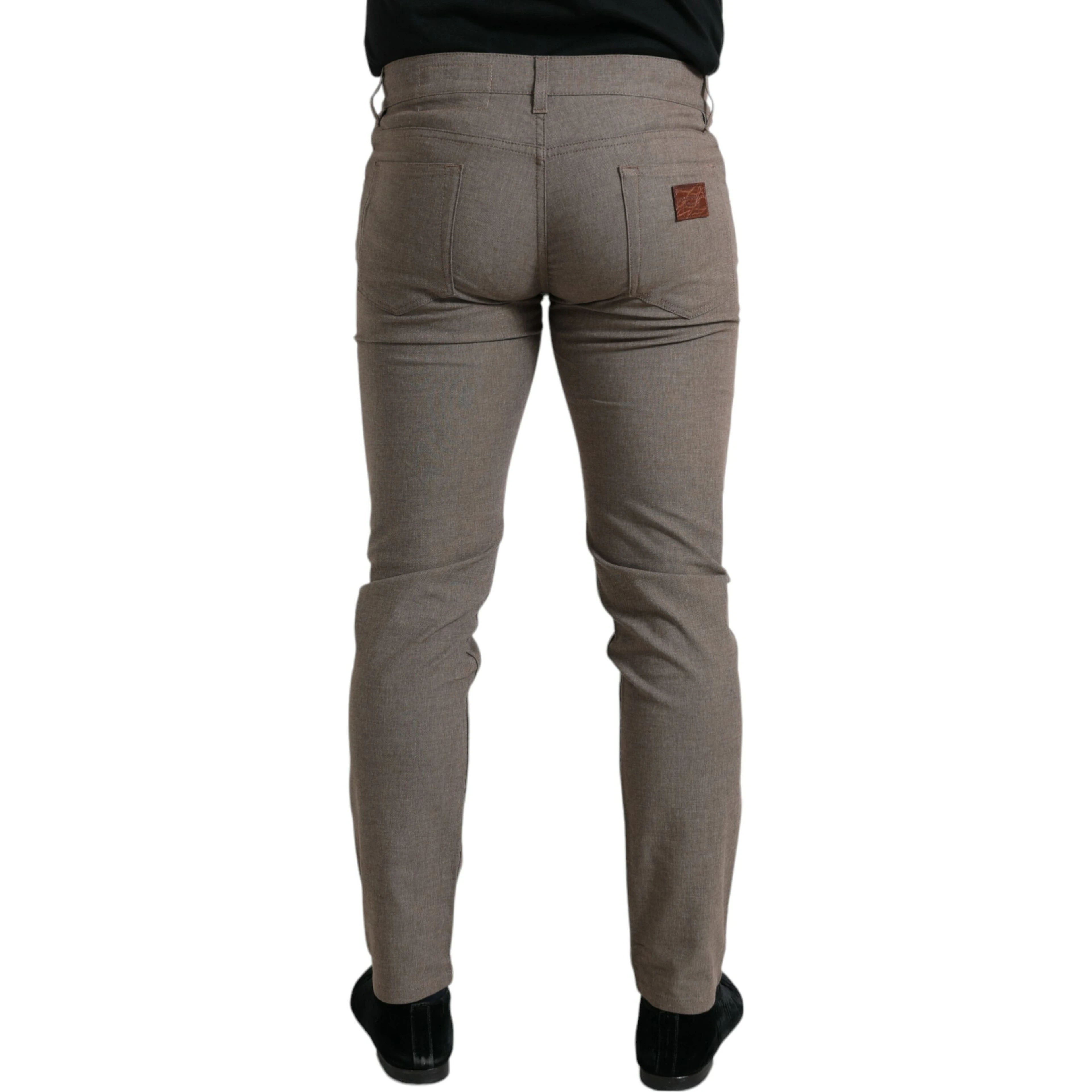 Brown Cotton Stretch Skinny Men Pants