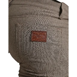Brown Cotton Stretch Skinny Men Pants