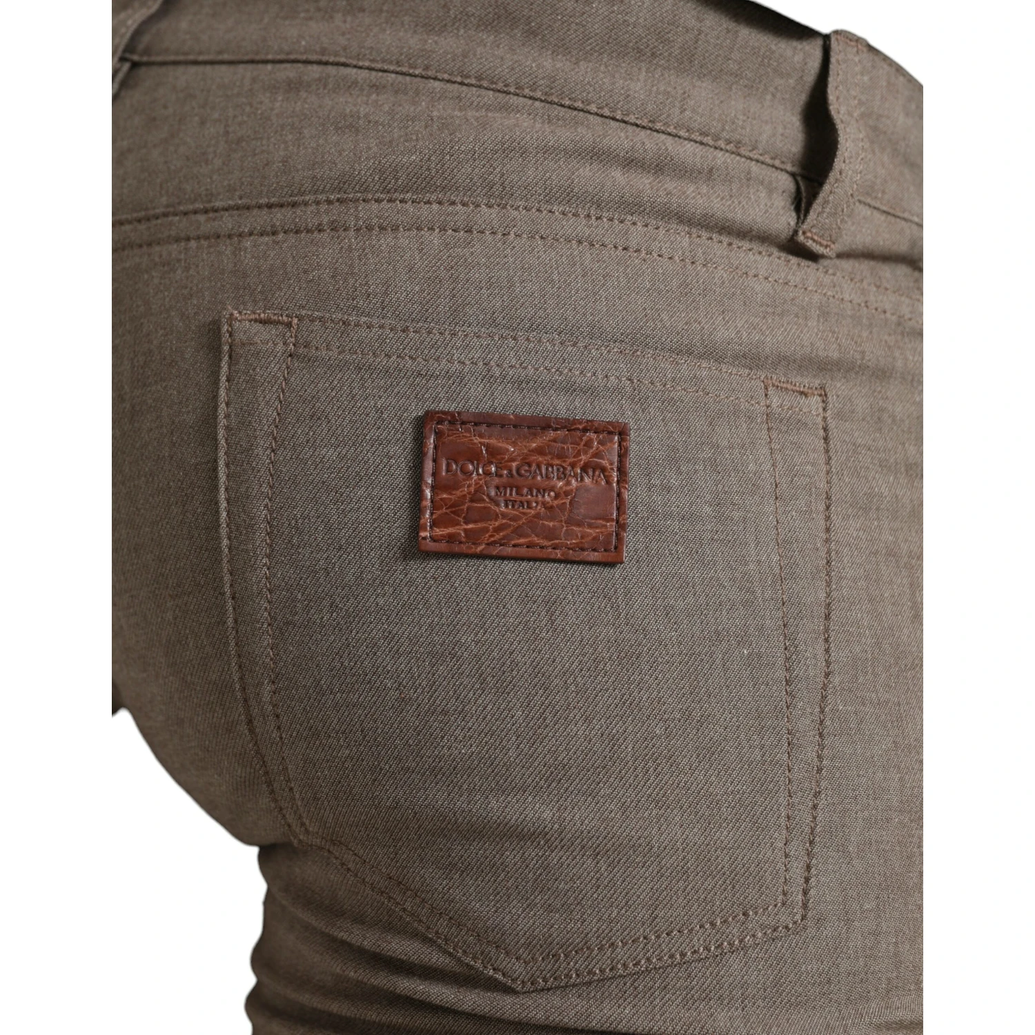 Brown Cotton Stretch Skinny Men Pants