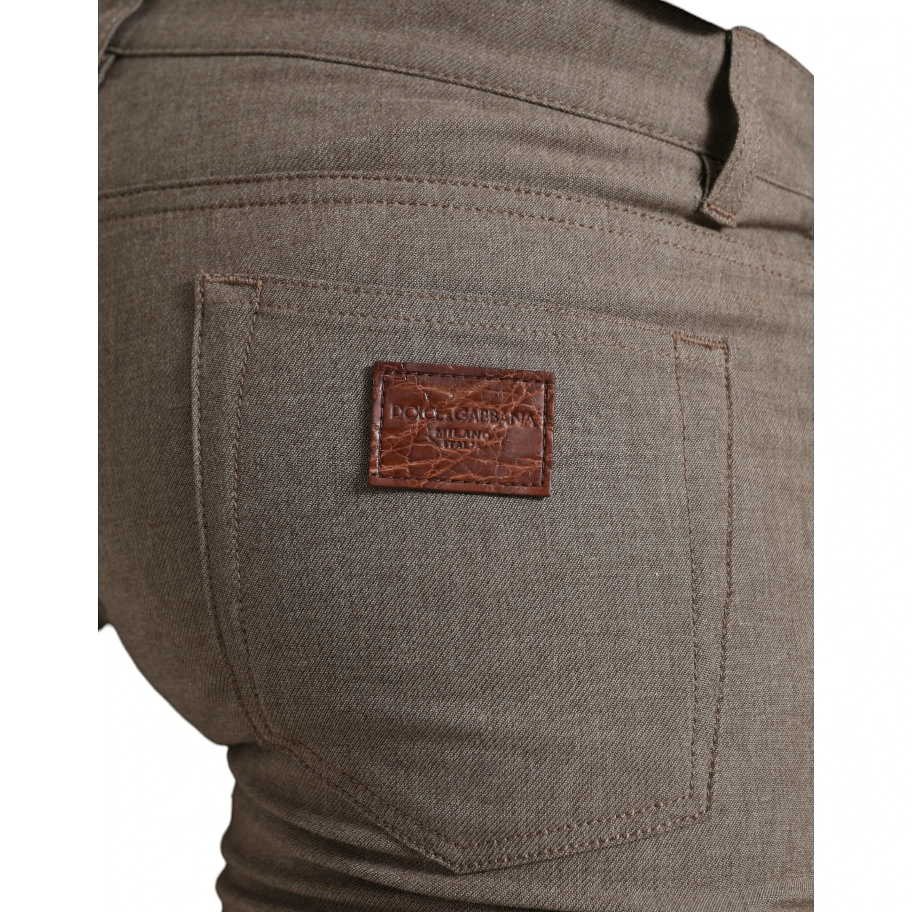 Brown Cotton Stretch Skinny Men Pants