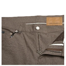 Brown Cotton Stretch Skinny Men Pants