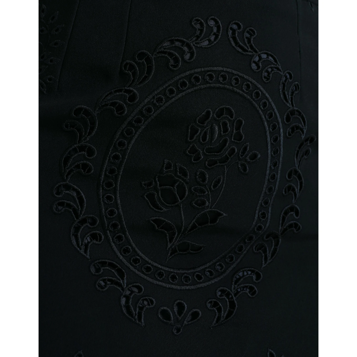 Black Floral Lace Viscose Bodycon Midi Dress