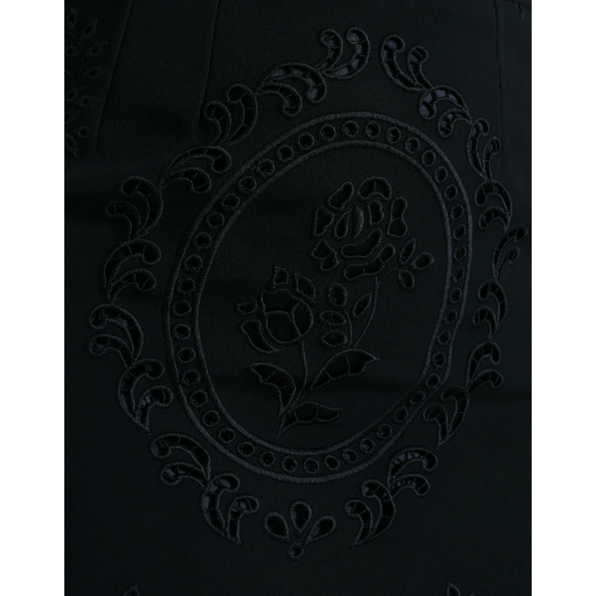 Black Floral Lace Viscose Bodycon Midi Dress