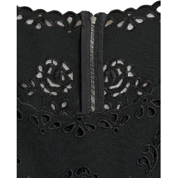 Black Floral Lace Viscose Bodycon Midi Dress