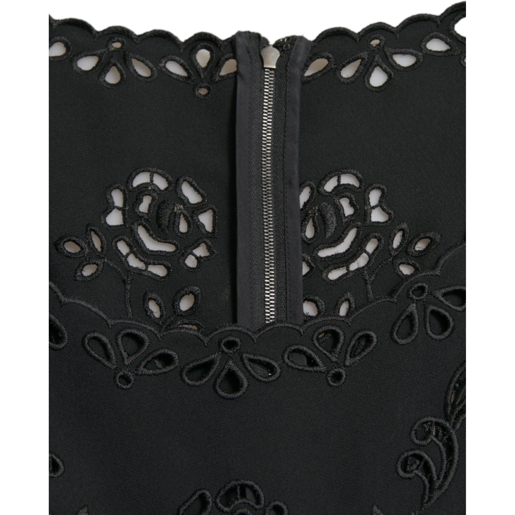 Black Floral Lace Viscose Bodycon Midi Dress