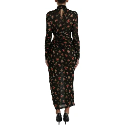 Black Floral Cut Out Sheath Long Maxi Dress