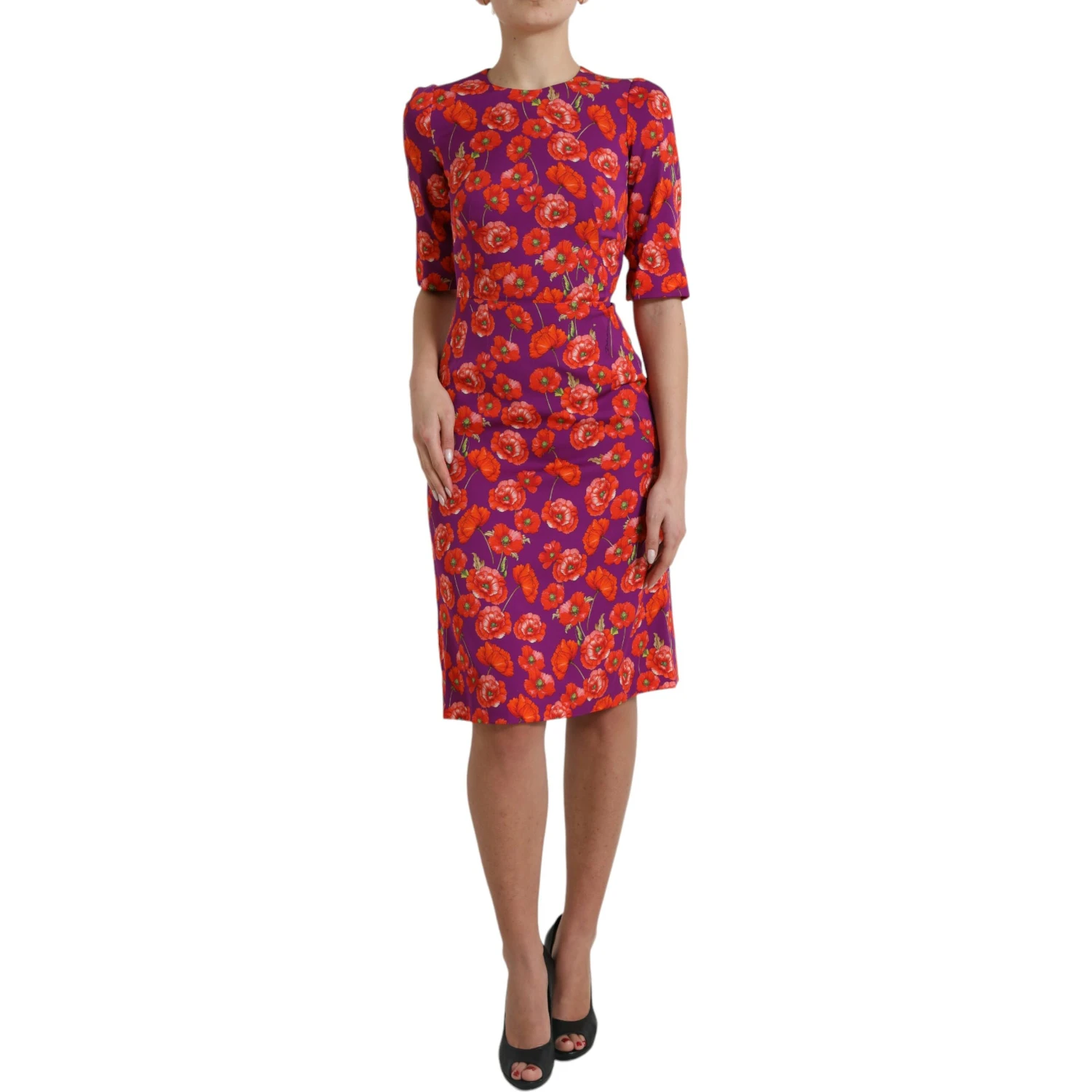 Multicolor Floral Poppy Print Sheath Dress