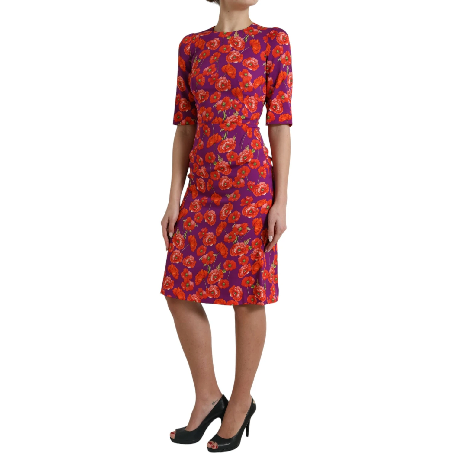 Multicolor Floral Poppy Print Sheath Dress