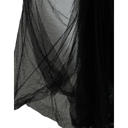 Black Sequined Sleeveless Mesh Layered Gown Dress