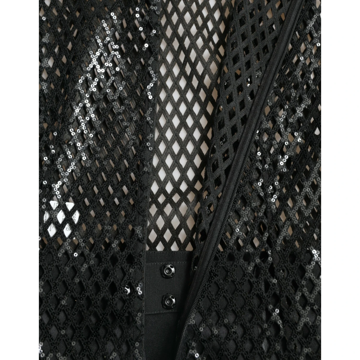 Black Sequined Sleeveless Mesh Layered Gown Dress