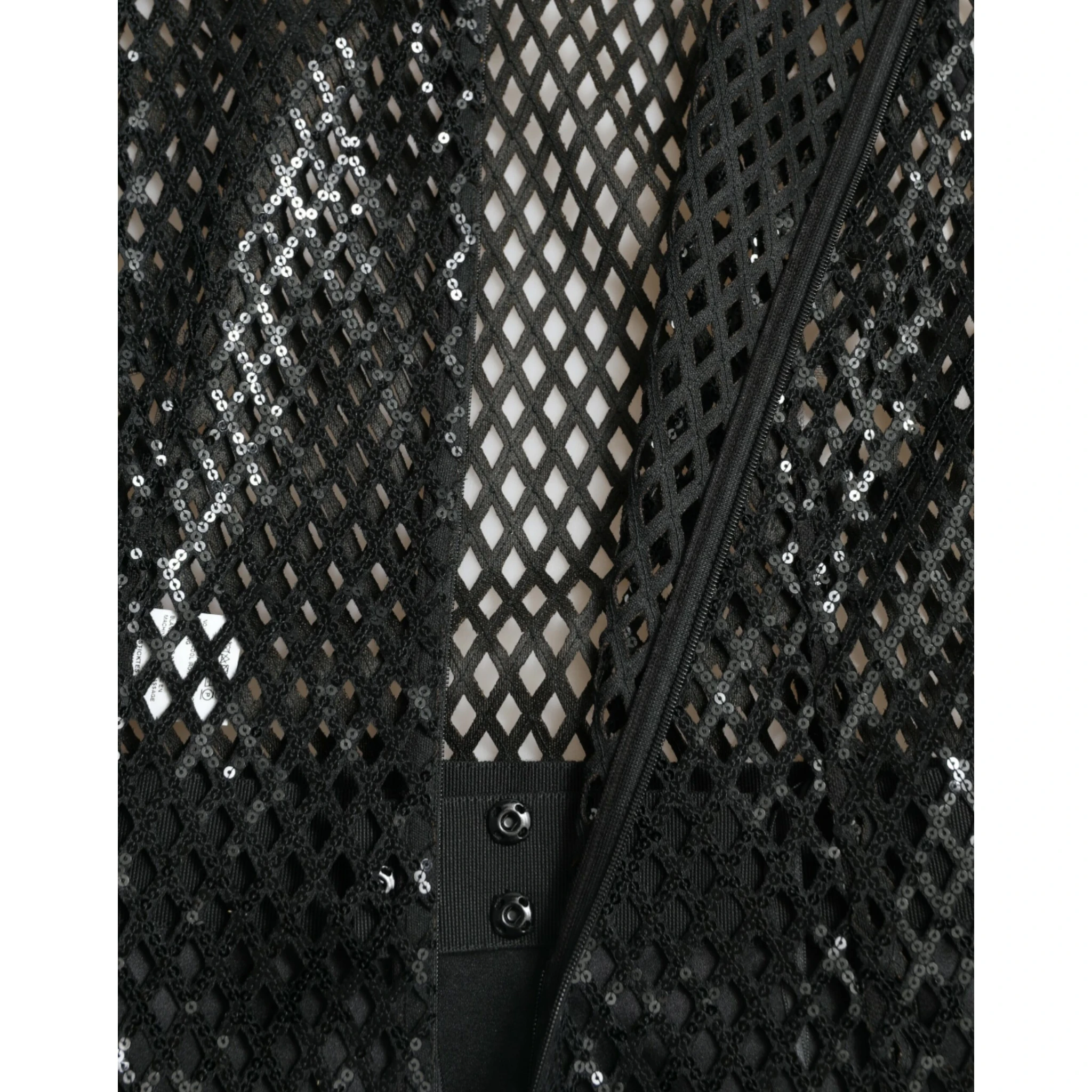 Black Sequined Sleeveless Mesh Layered Gown Dress