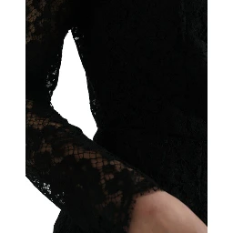 Black Lace Crystal Embellished Sheath Dress