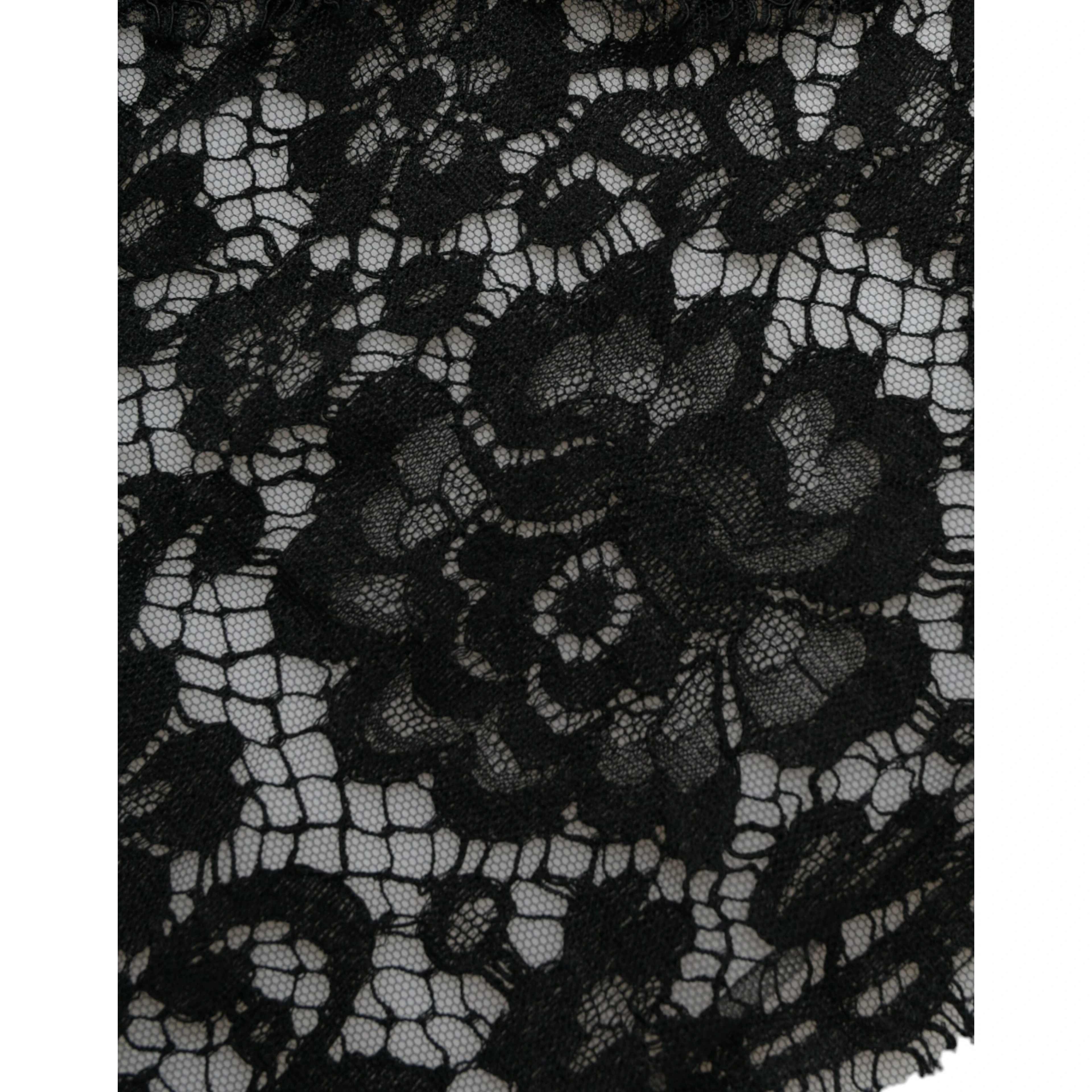 Black Lace Crystal Embellished Sheath Dress