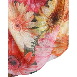 Multicolor Sunflower Print Silk Midi Dress