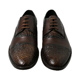 Brown Exotic Leather Lace Up Oxford Dress Shoes