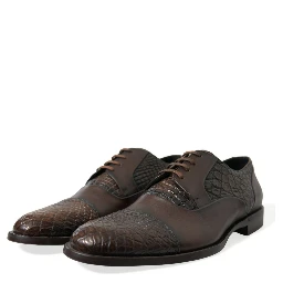 Brown Exotic Leather Lace Up Oxford Dress Shoes