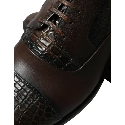 Brown Exotic Leather Lace Up Oxford Dress Shoes