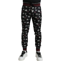 Black Ring Silk Jogging Trousers Pants