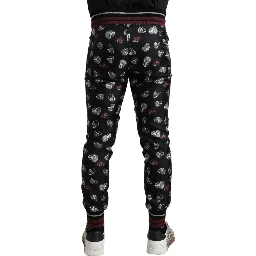 Black Ring Silk Jogging Trousers Pants