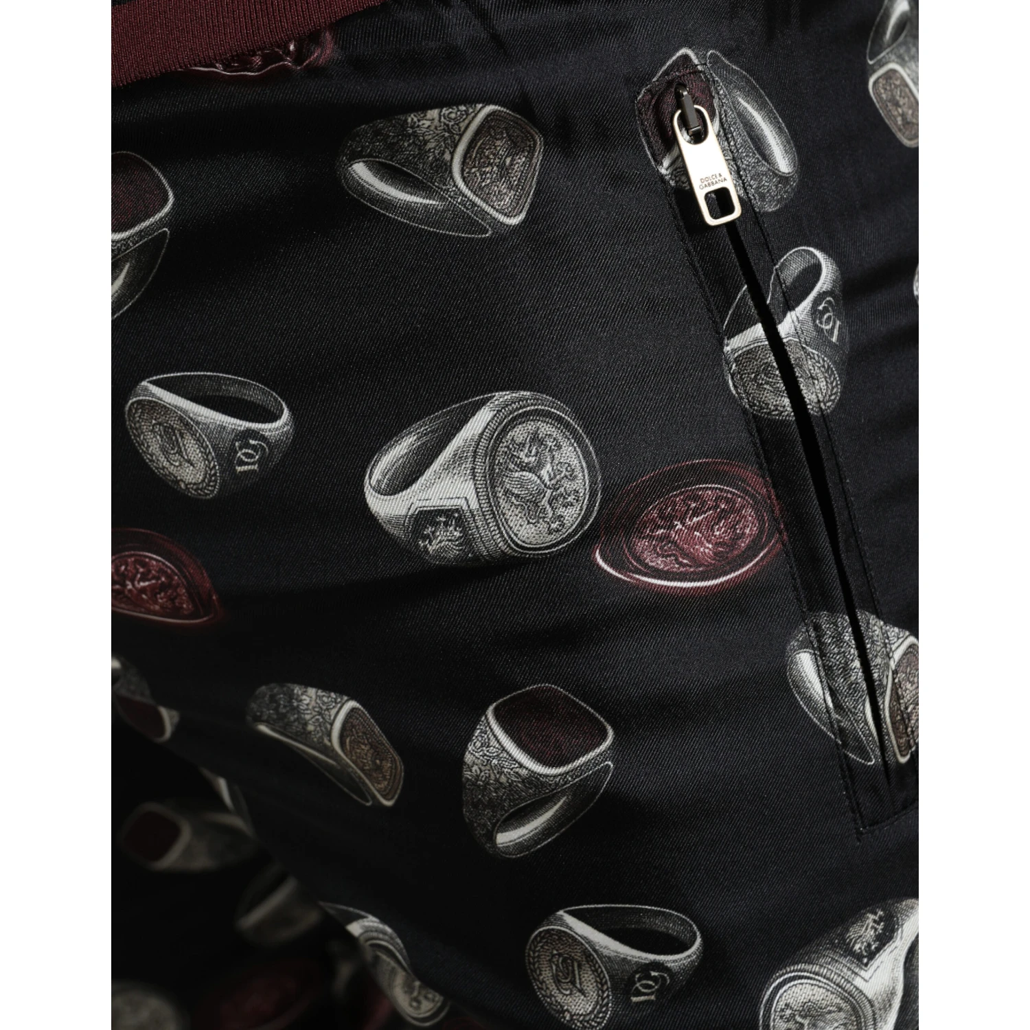 Black Ring Silk Jogging Trousers Pants