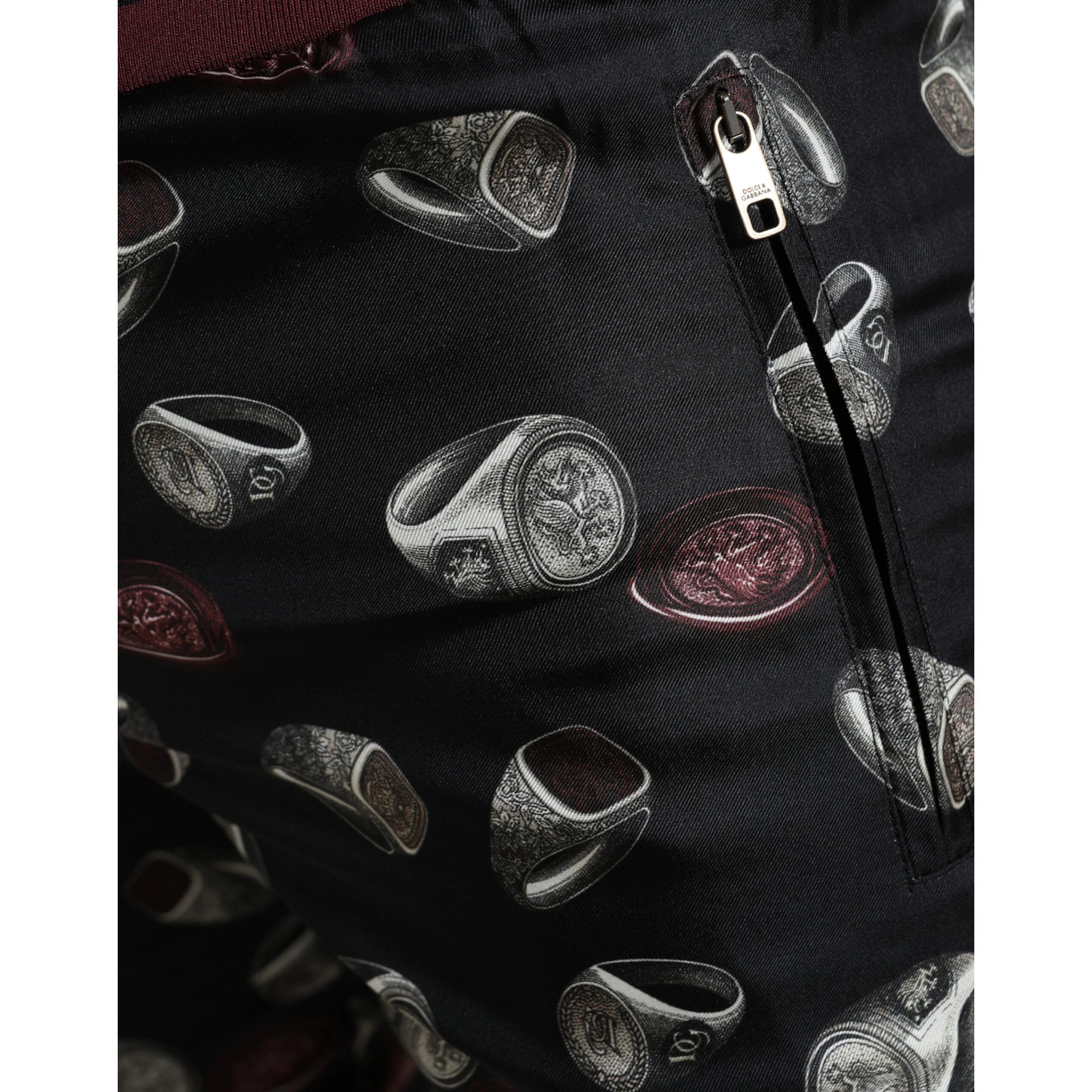 Black Ring Silk Jogging Trousers Pants