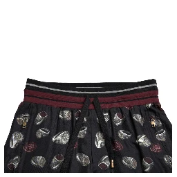 Black Ring Silk Jogging Trousers Pants