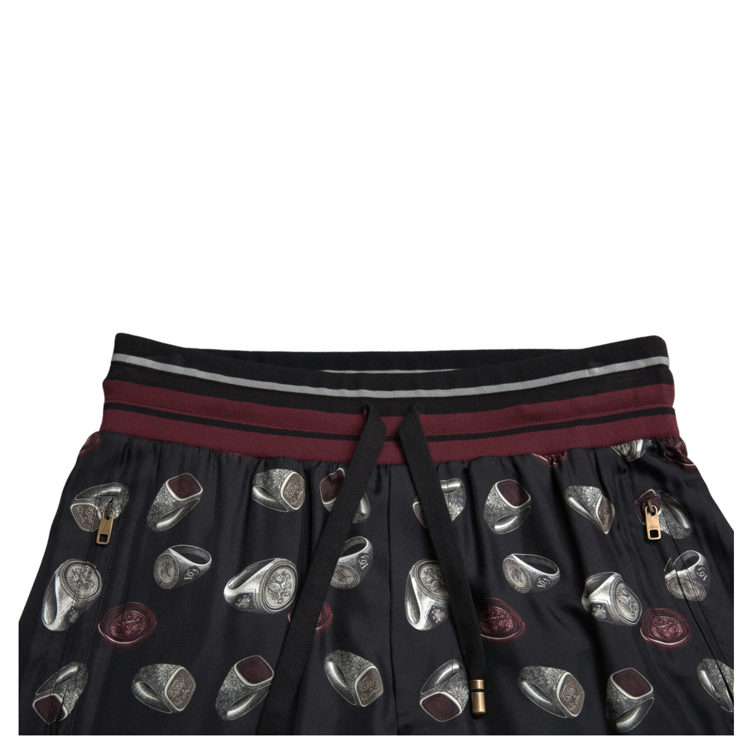 Black Ring Silk Jogging Trousers Pants