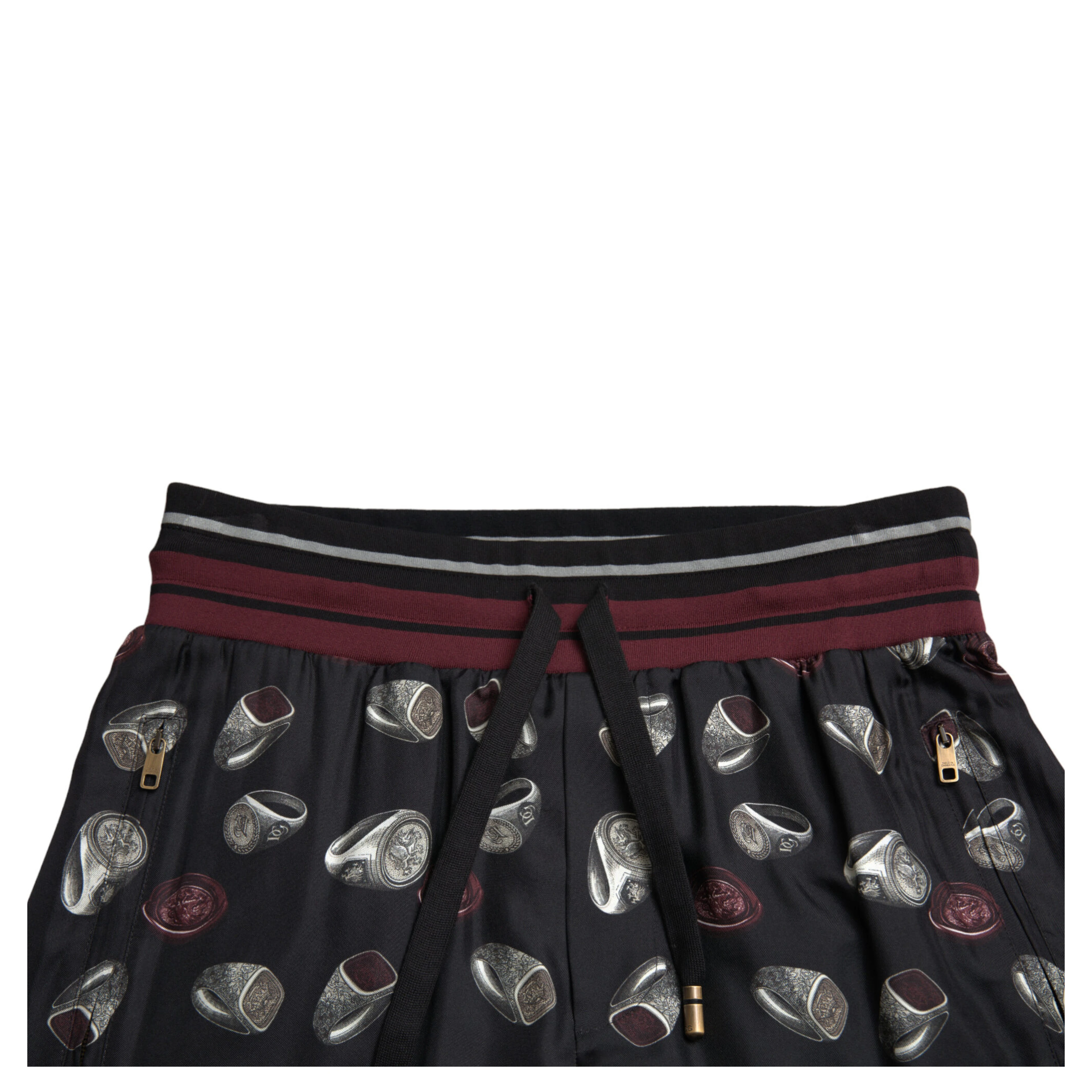 Black Ring Silk Jogging Trousers Pants