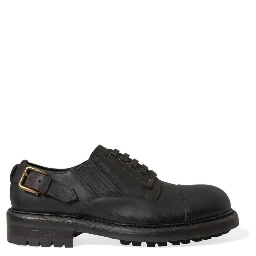 Brown Leather Lace Up Derby Men Dress Shoes