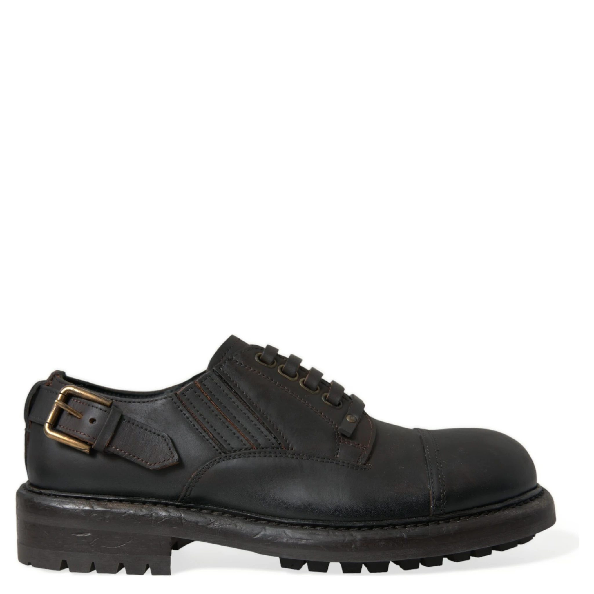 Brown Leather Lace Up Derby Men Dress Shoes