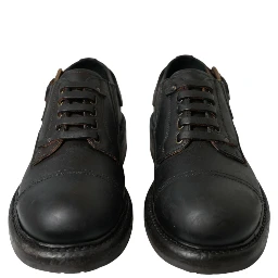 Brown Leather Lace Up Derby Men Dress Shoes