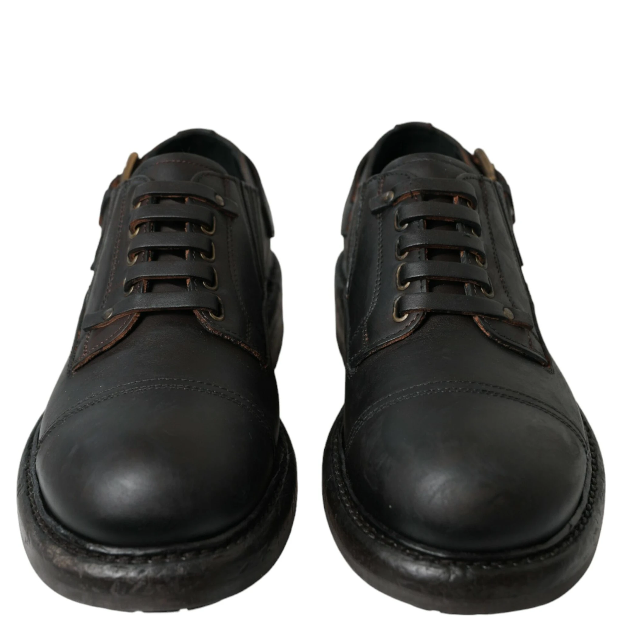 Brown Leather Lace Up Derby Men Dress Shoes