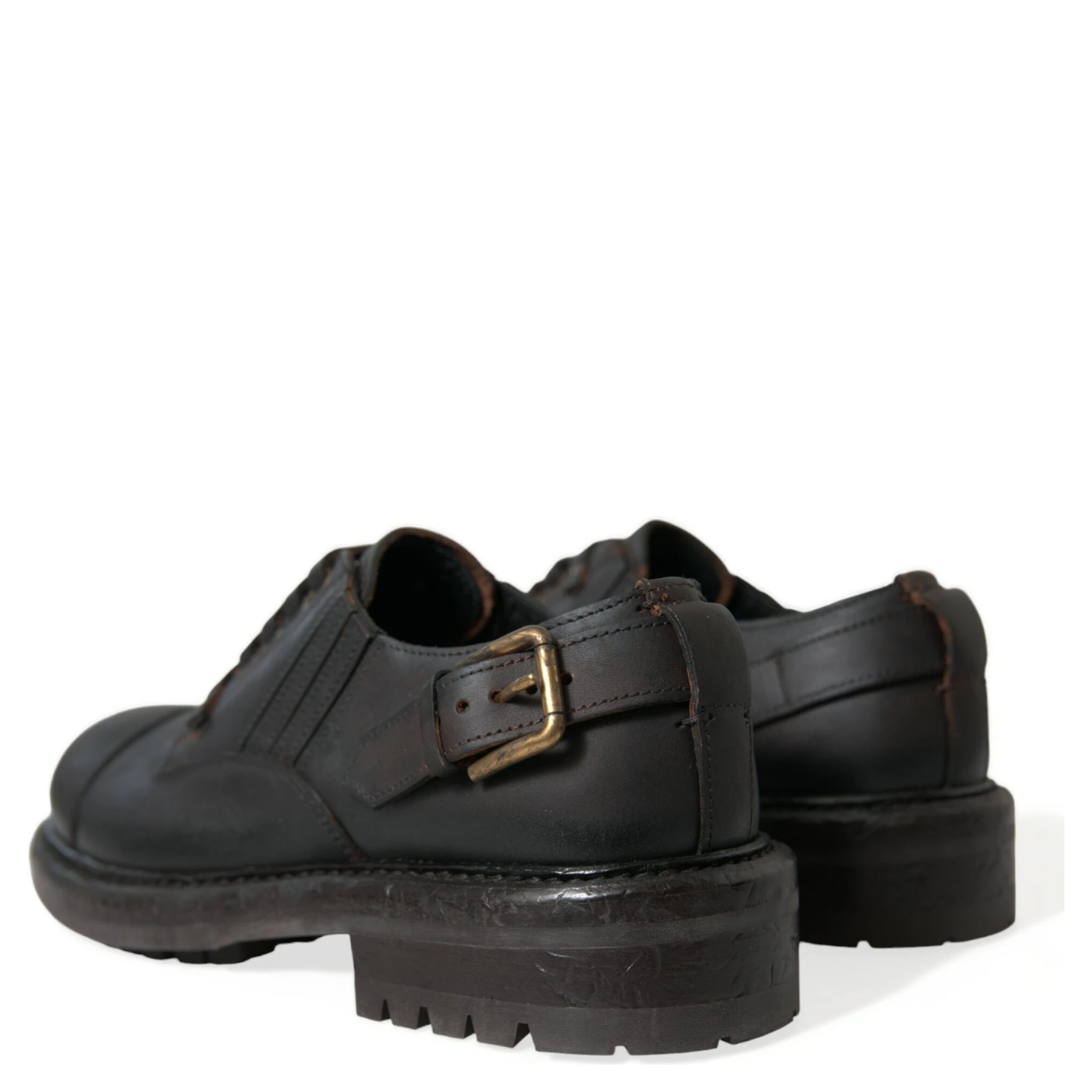 Brown Leather Lace Up Derby Men Dress Shoes