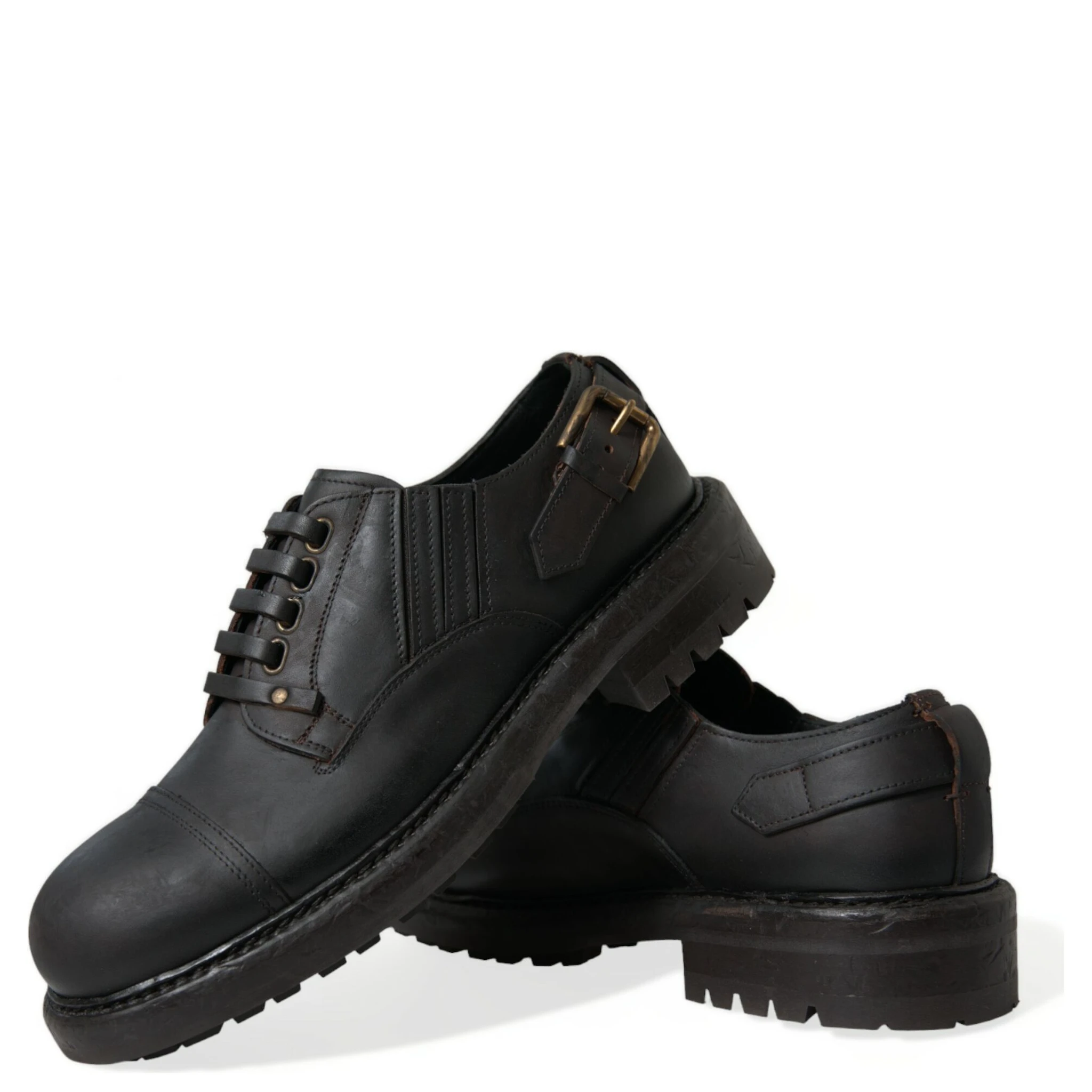 Brown Leather Lace Up Derby Men Dress Shoes