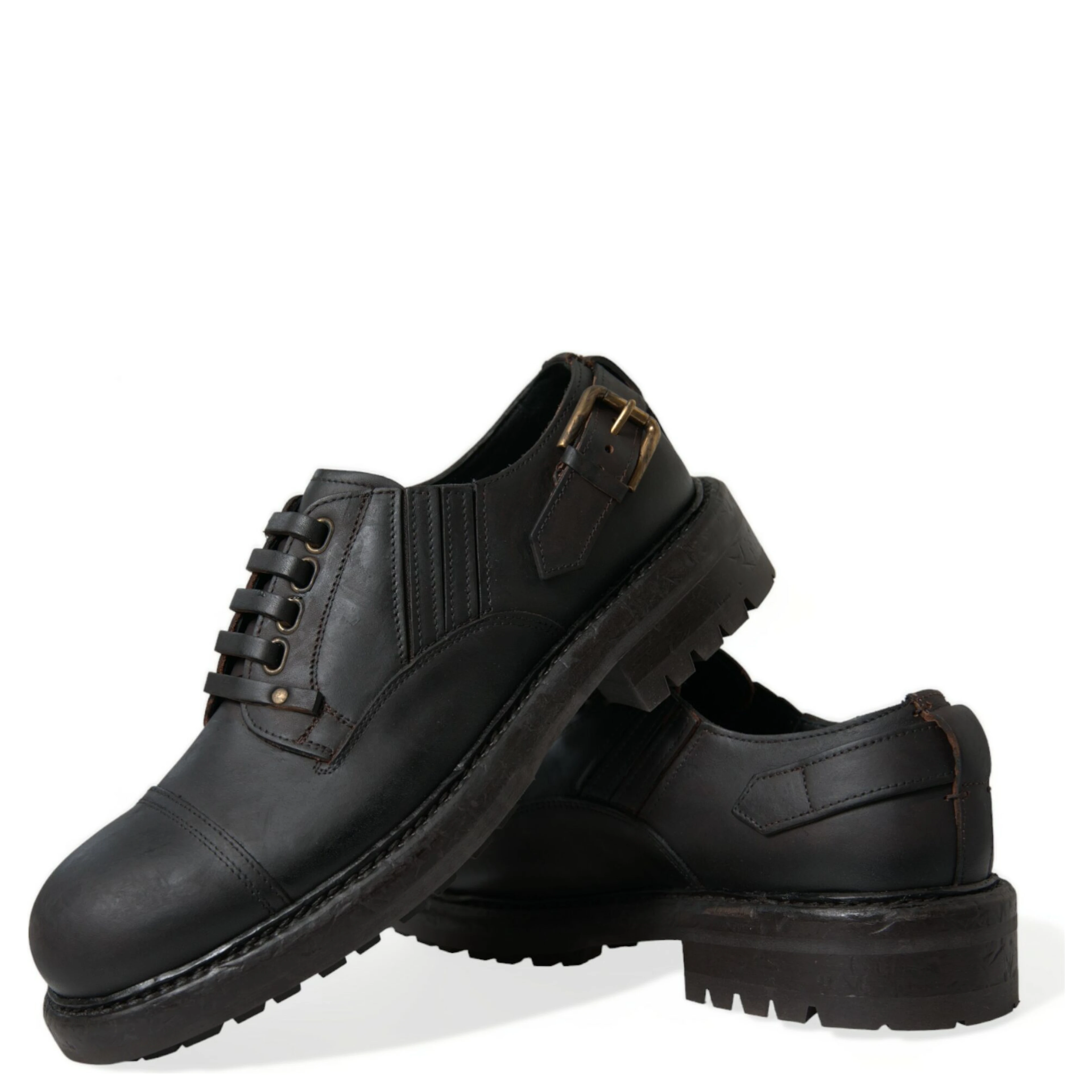 Brown Leather Lace Up Derby Men Dress Shoes