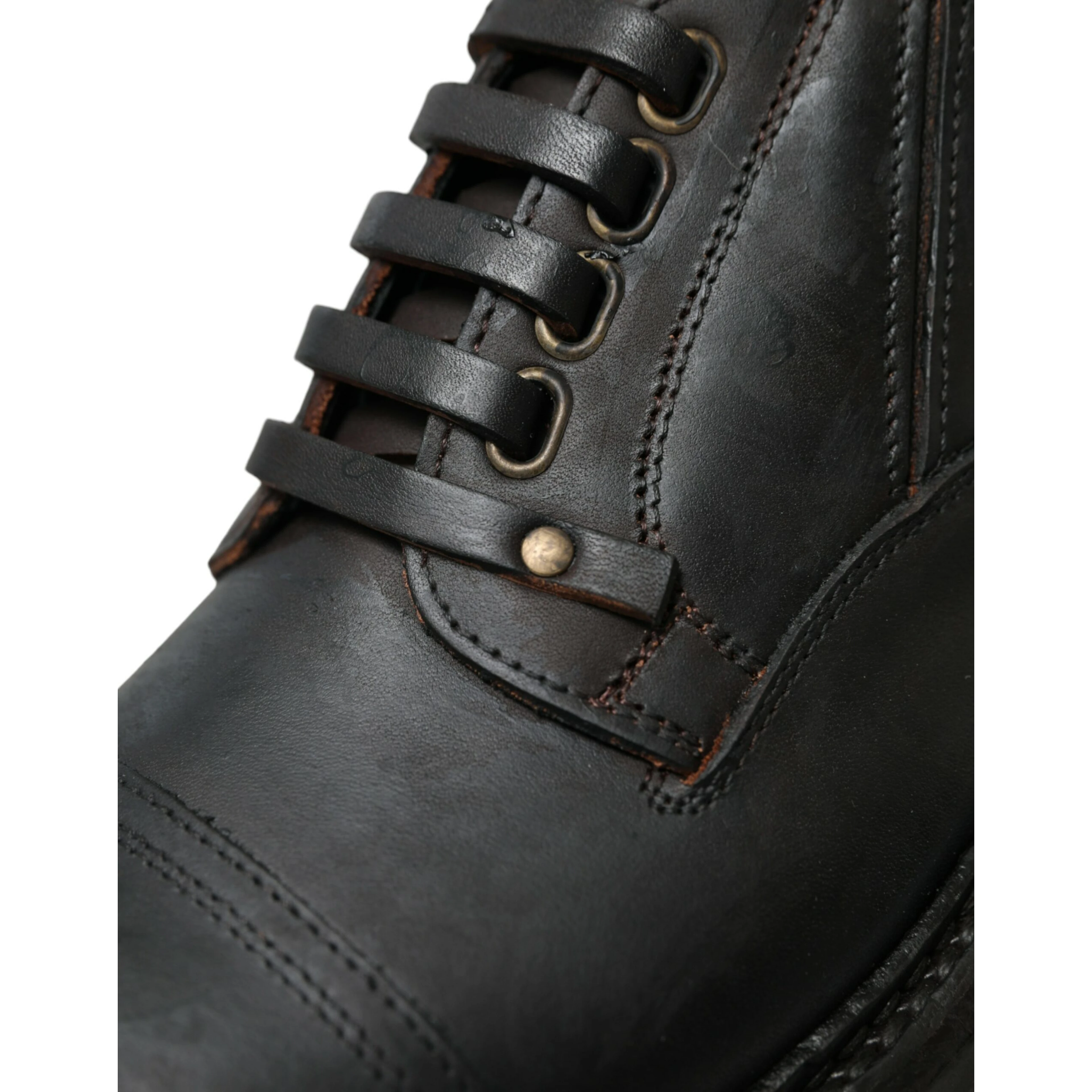 Brown Leather Lace Up Derby Men Dress Shoes
