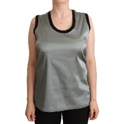 Silver Round Neck Sleeveless Casual Tank Top